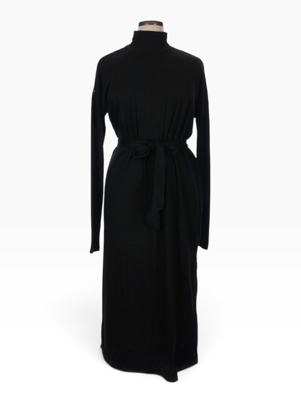 PAIGE Paxton Dress XL Black Turtleneck Belted Long Sleeve Midi NWT